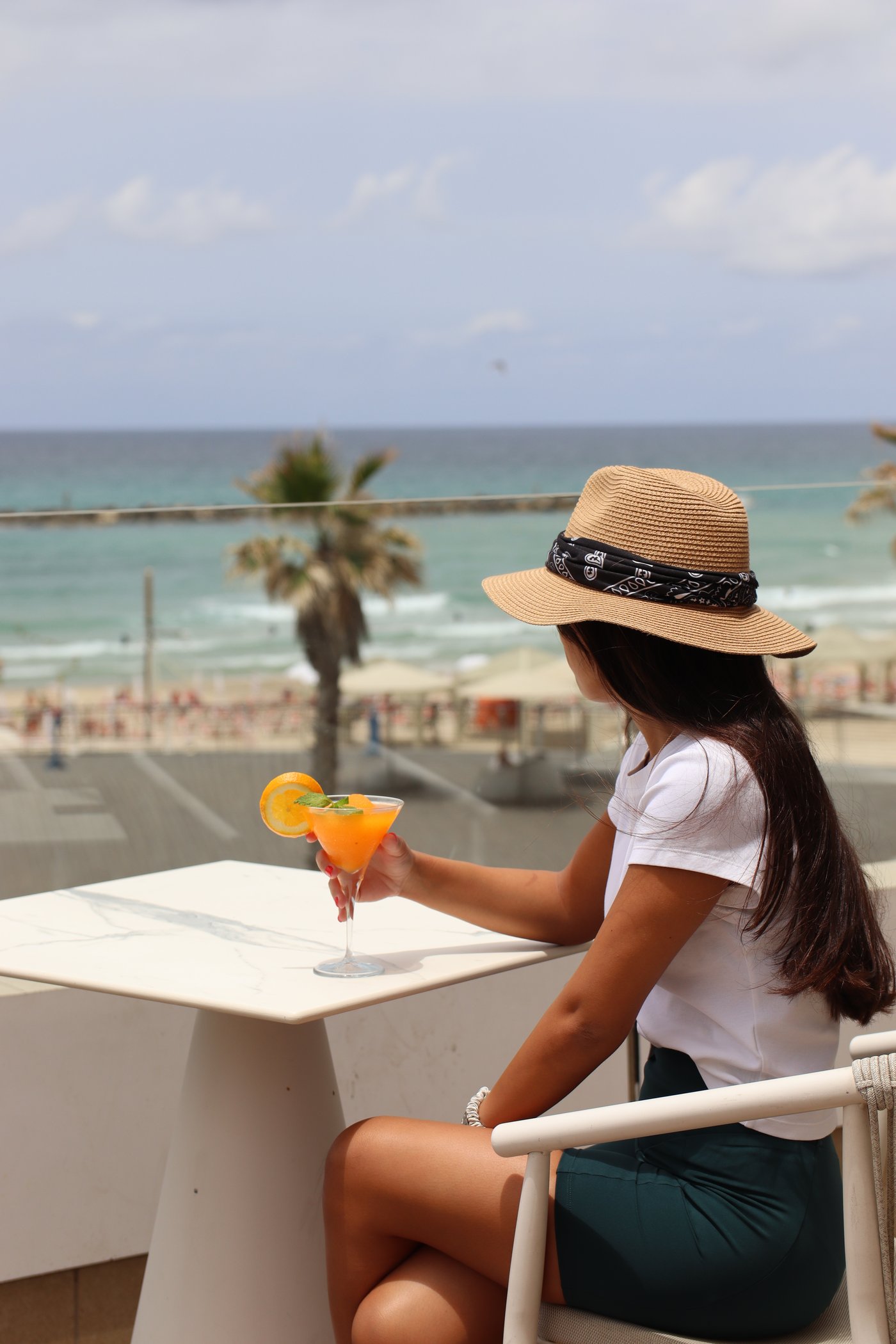 A drink on the seafront in Tel Aviv