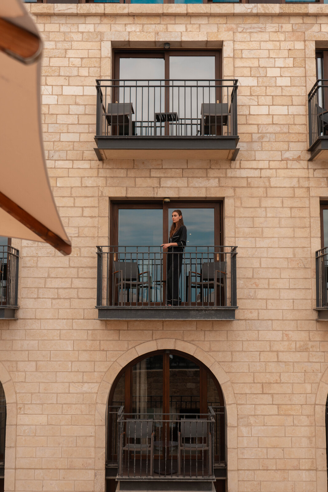 The Setai Tel Aviv — the stone facade and its balconies