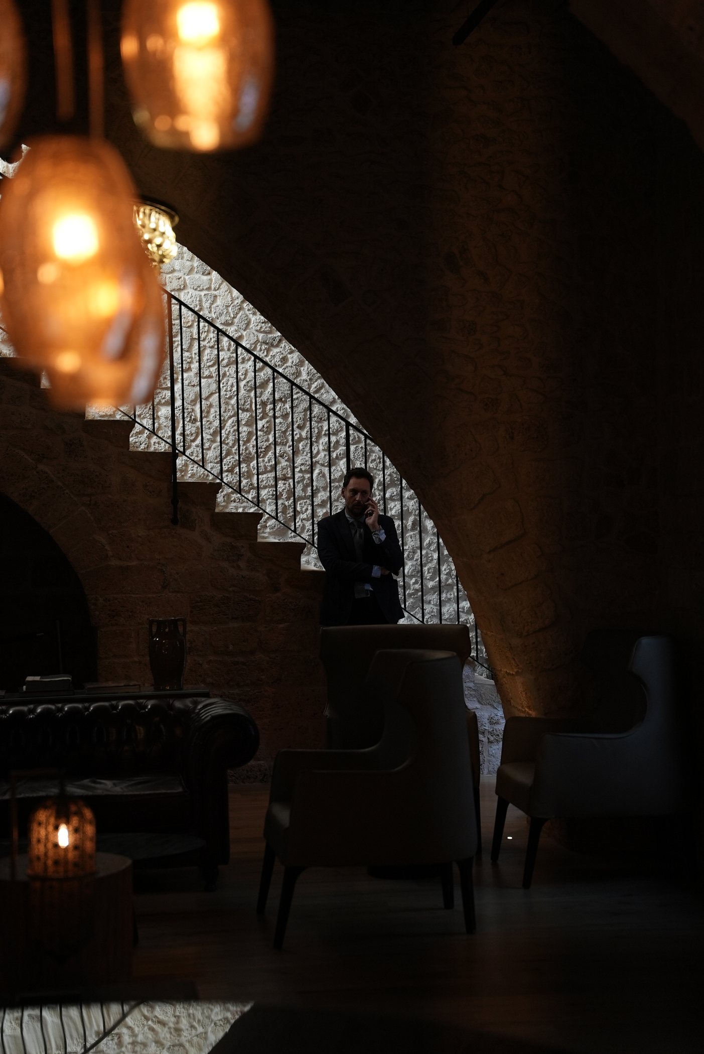 The staircase under the stone vault